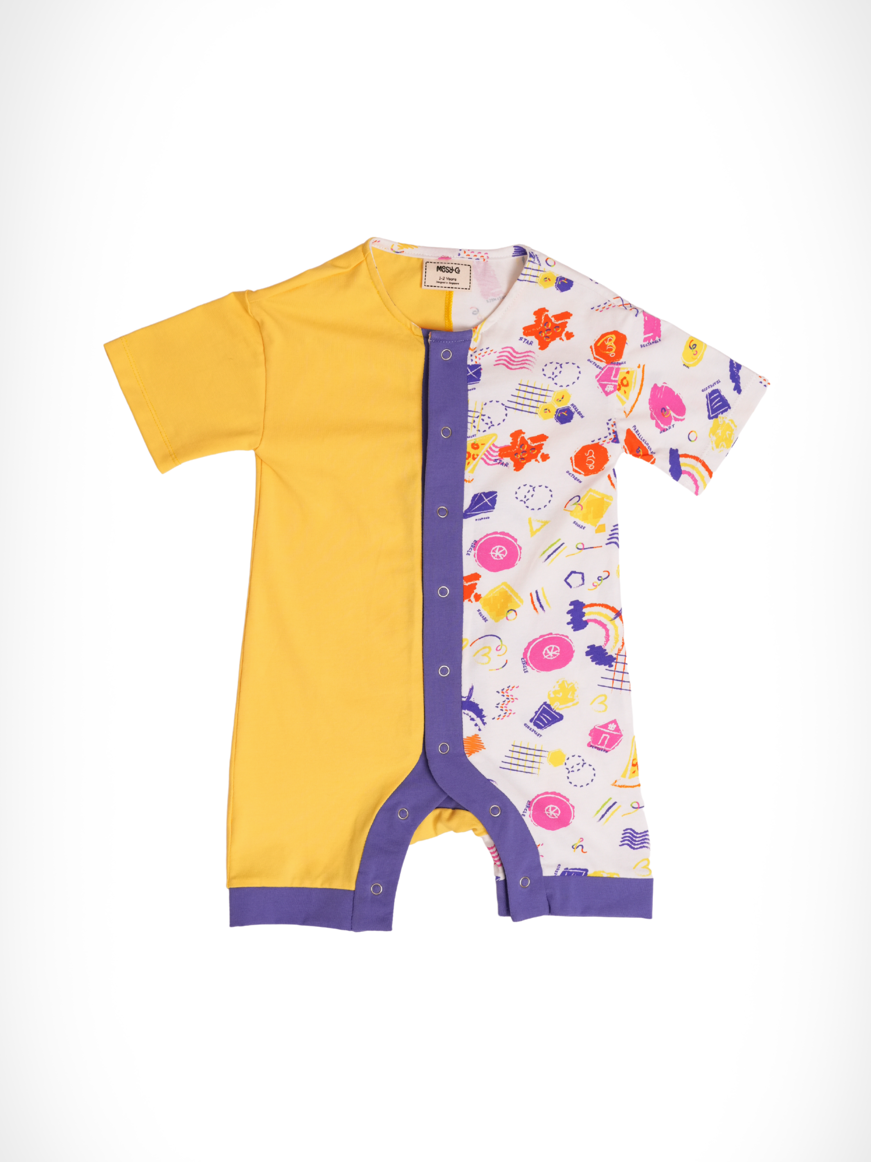 Duotone Romper Whimsical Blocks