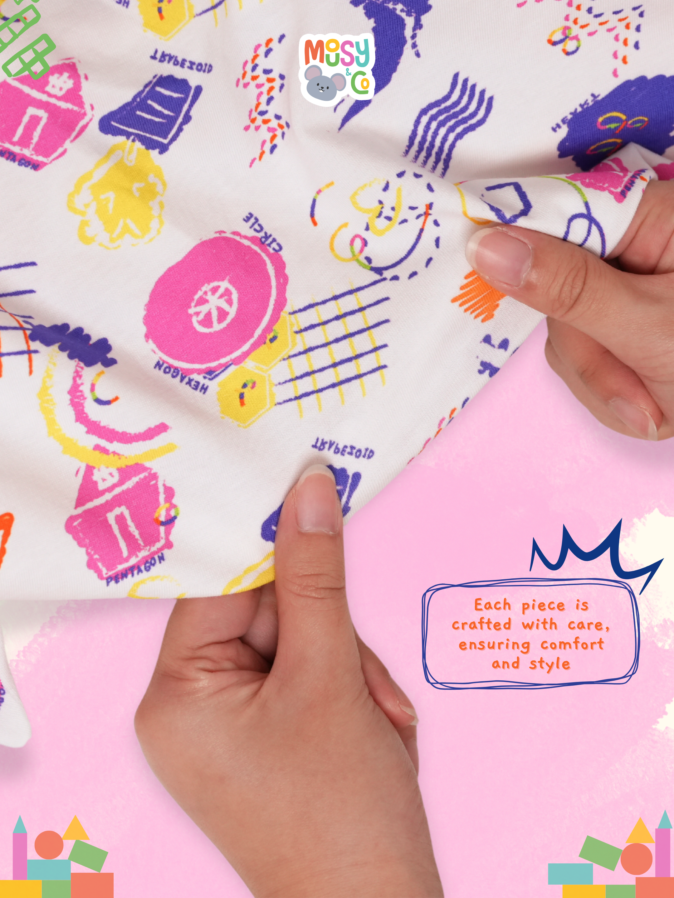 Duotone Romper Whimsical Blocks