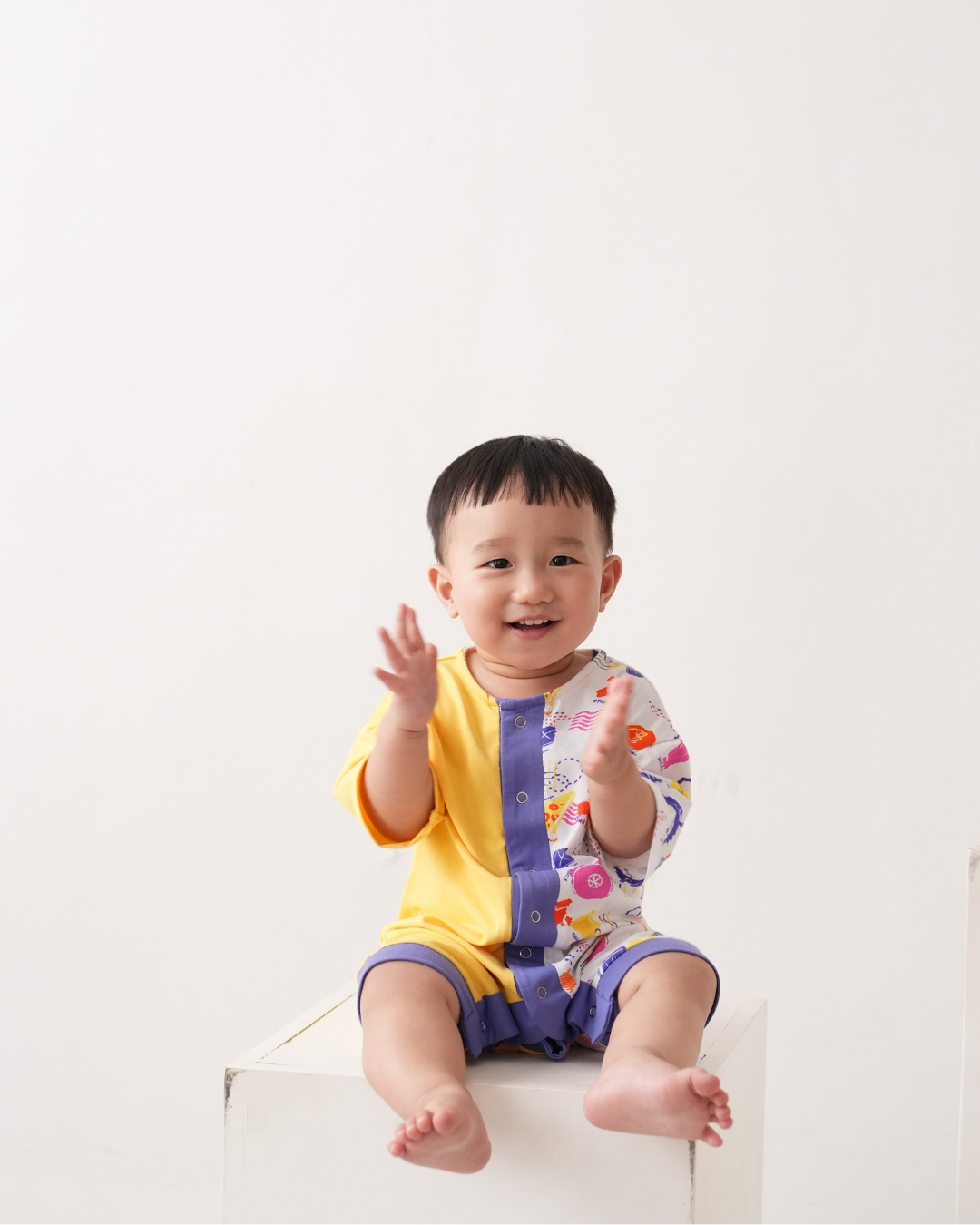 Duotone Romper Whimsical Blocks