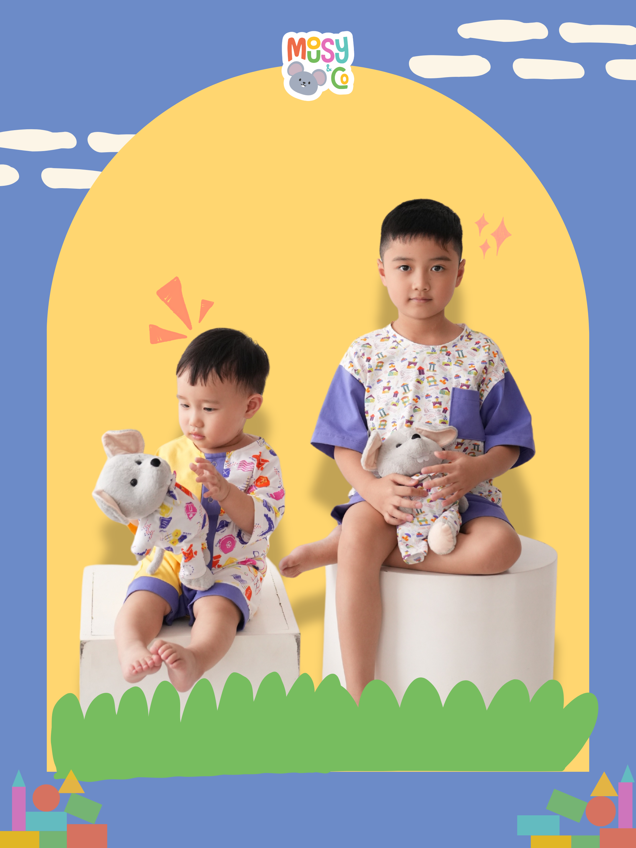 Mousy Sleepsuit in Blocks of Fun Patterns