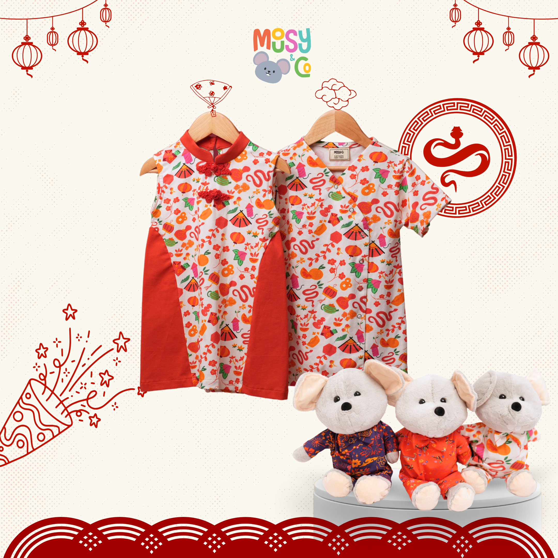 Mousy Sleepsuit in Chinese New Year Patterns
