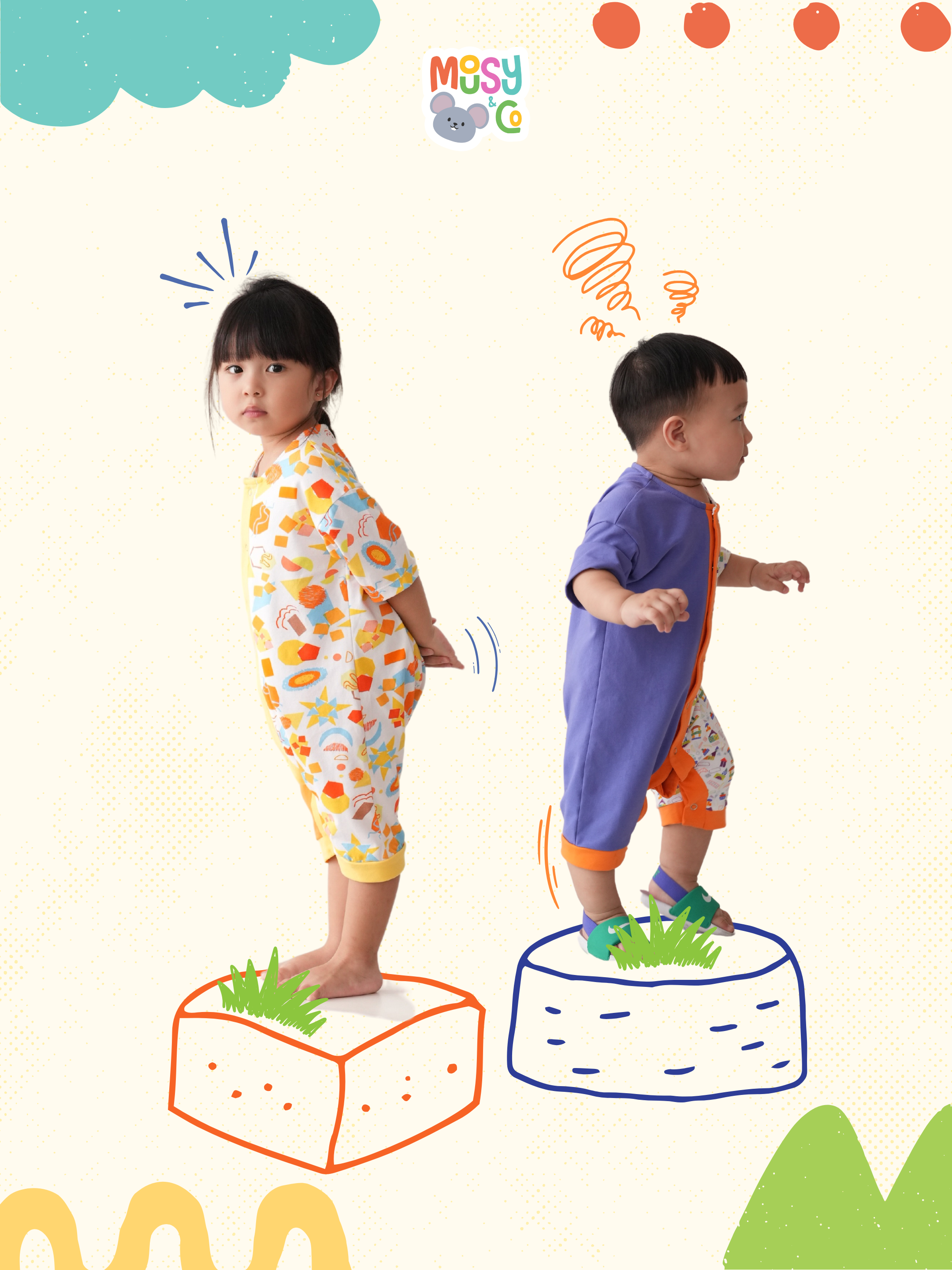 Duotone Romper Building Blocks