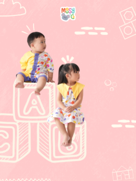 Duotone Romper Whimsical Blocks