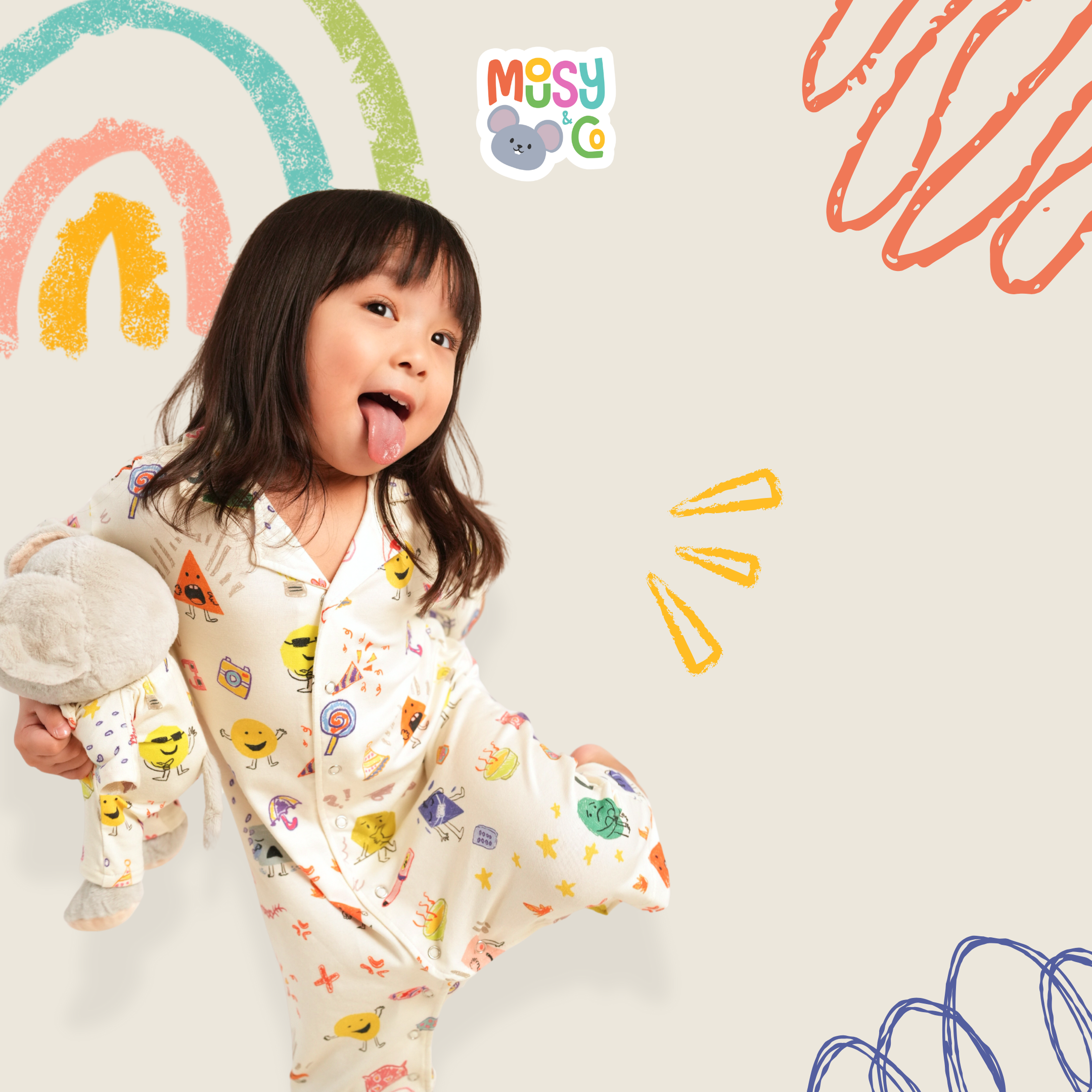 Mousy Sleepsuit in Sensory Patterns